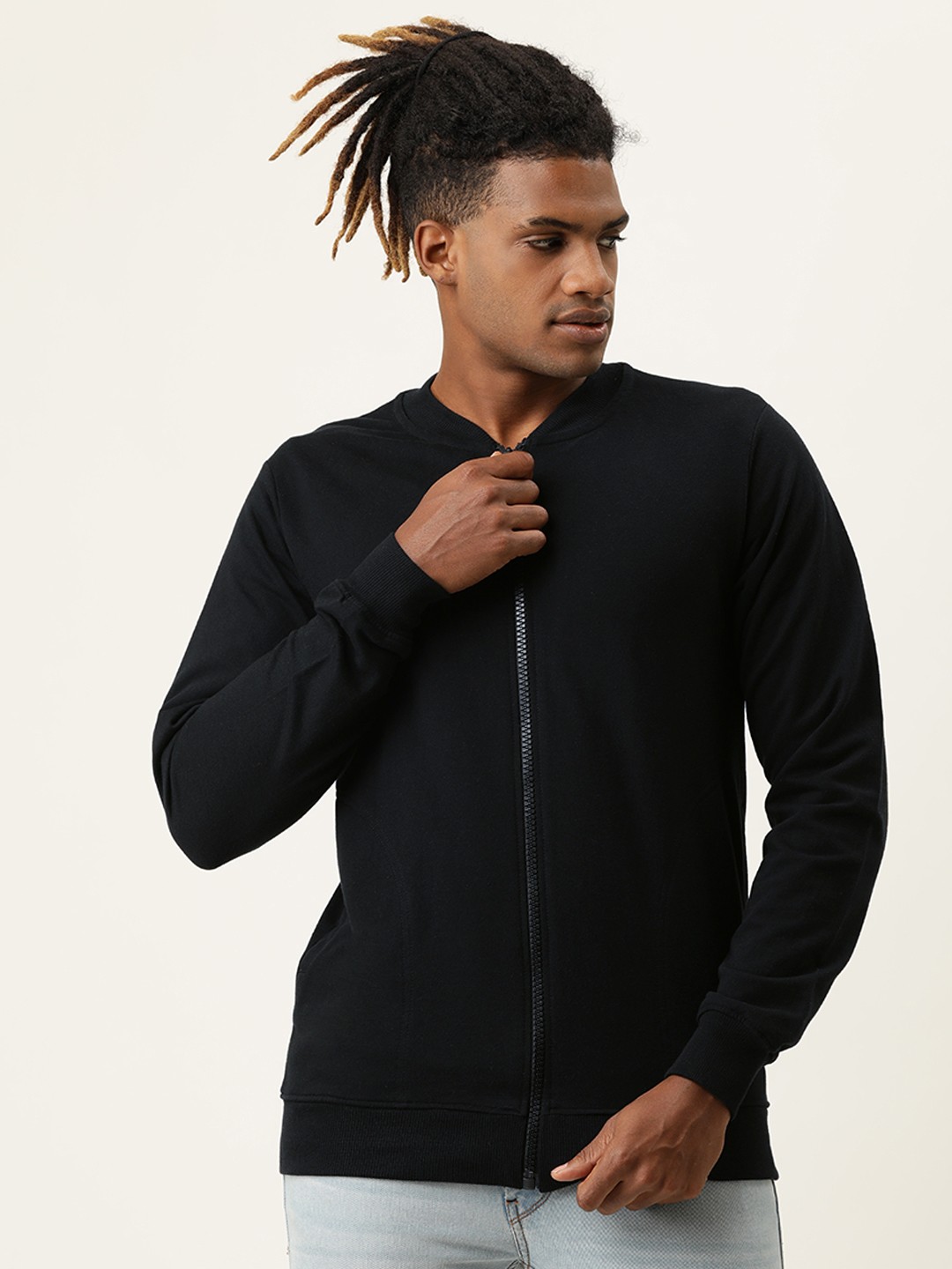 

VEIRDO Men Black Lightweight Bomber Jacket