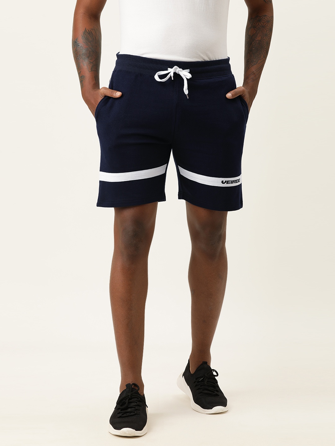 

VEIRDO Men Navy Blue Mid-Rise Regular Shorts