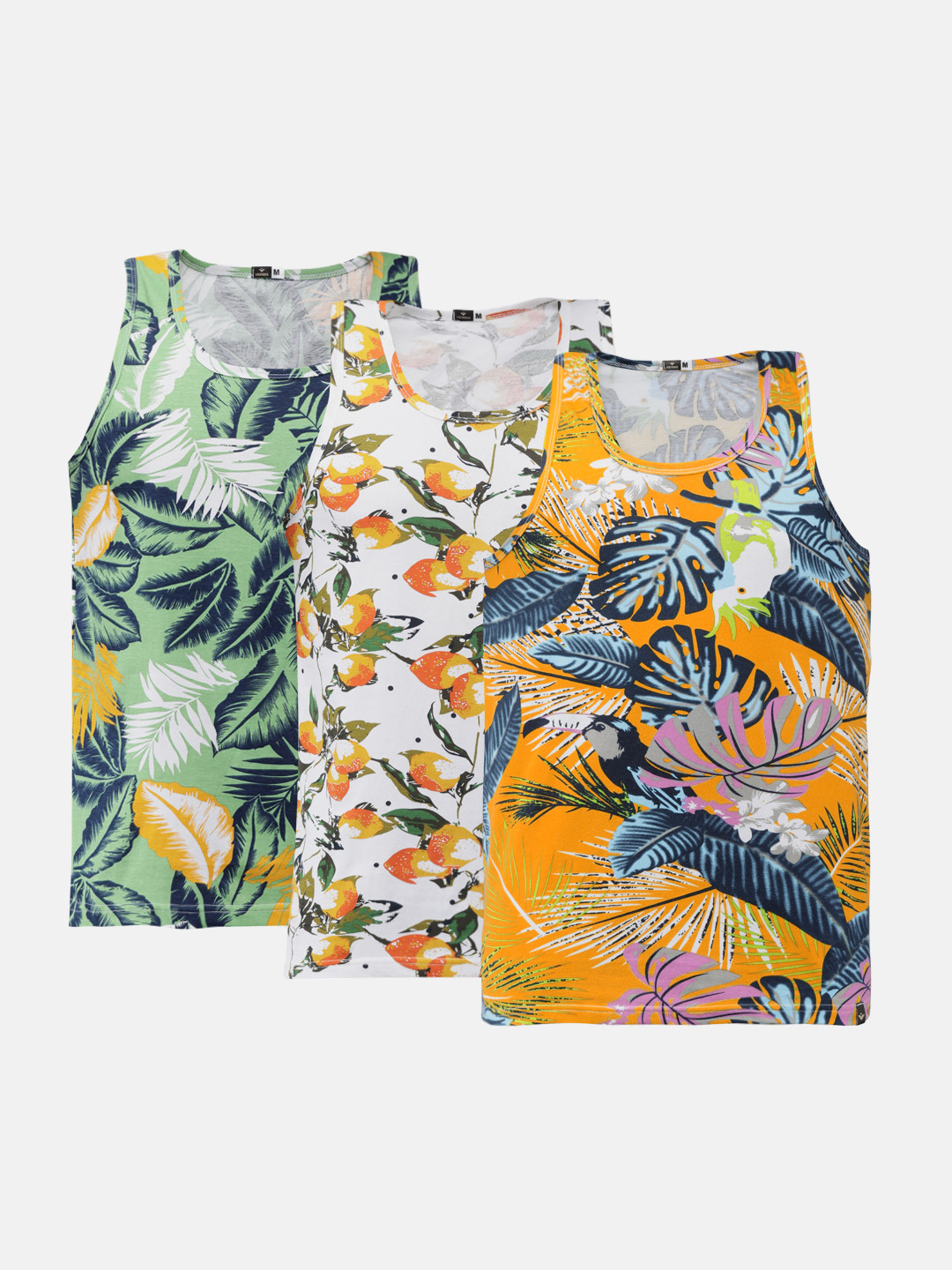 

VEIRDO Men Pack of 3 Multicoloured Tropical Printed T-shirt, Multi