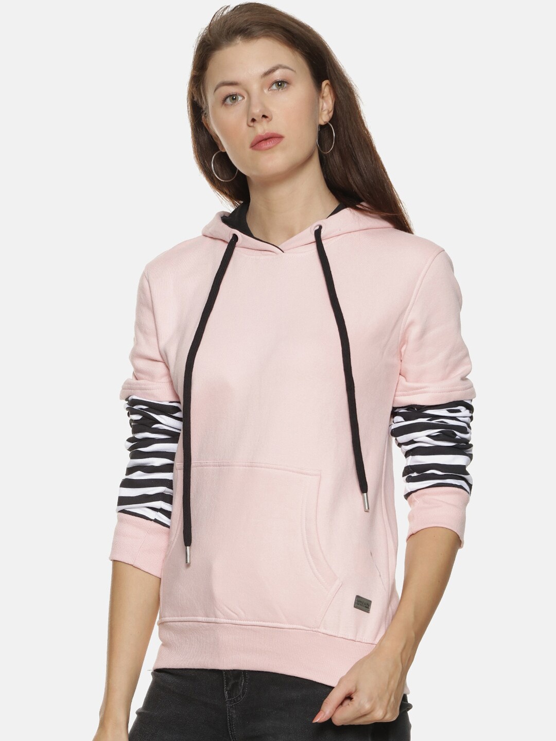 

Campus Sutra Women Pink Hooded Sweatshirt