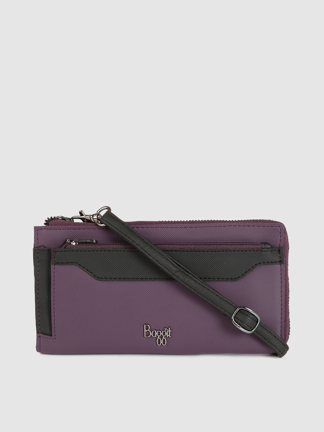 

Baggit Women Purple & Black Solid Zip Around Wallet
