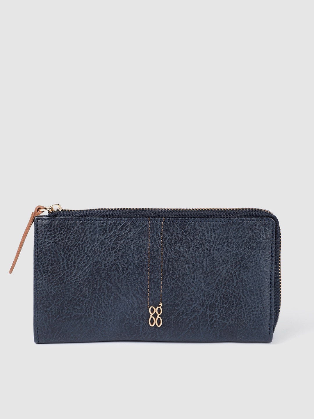 

Baggit Women Blue Textured Synthetic Leather Zip Around Wallet