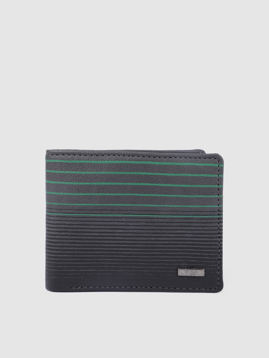 

Baggit Men Grey & Green Striped Two Fold Wallet