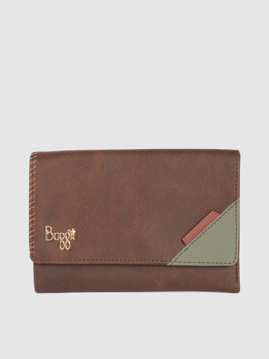 

Baggit Women Brown Textured Synthetic Leather Three Fold Wallet