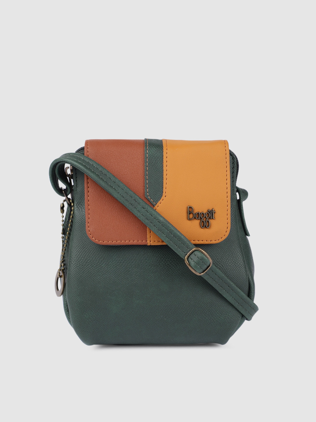

Baggit Green & Mustard Colourblocked Purse with Shoulder Strap