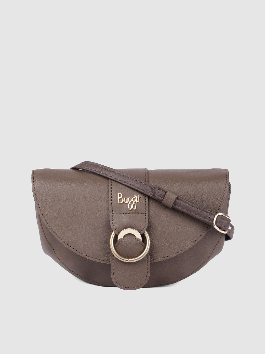 

Baggit Brown Solid Half Moon Clutch with Shoulder Strap