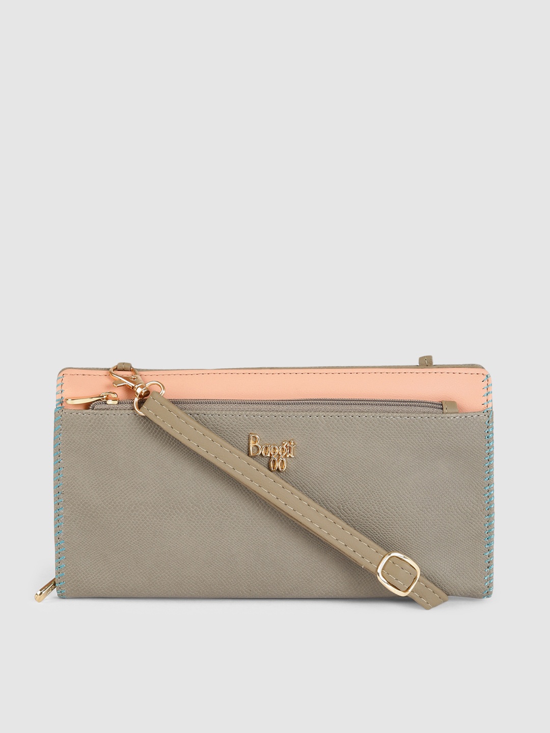 

Baggit Women Beige Animal Textured Zip Around Wallet