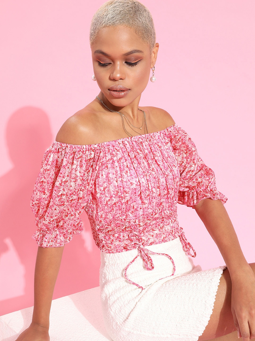 

Antheaa Women Pretty Pink Floral Top