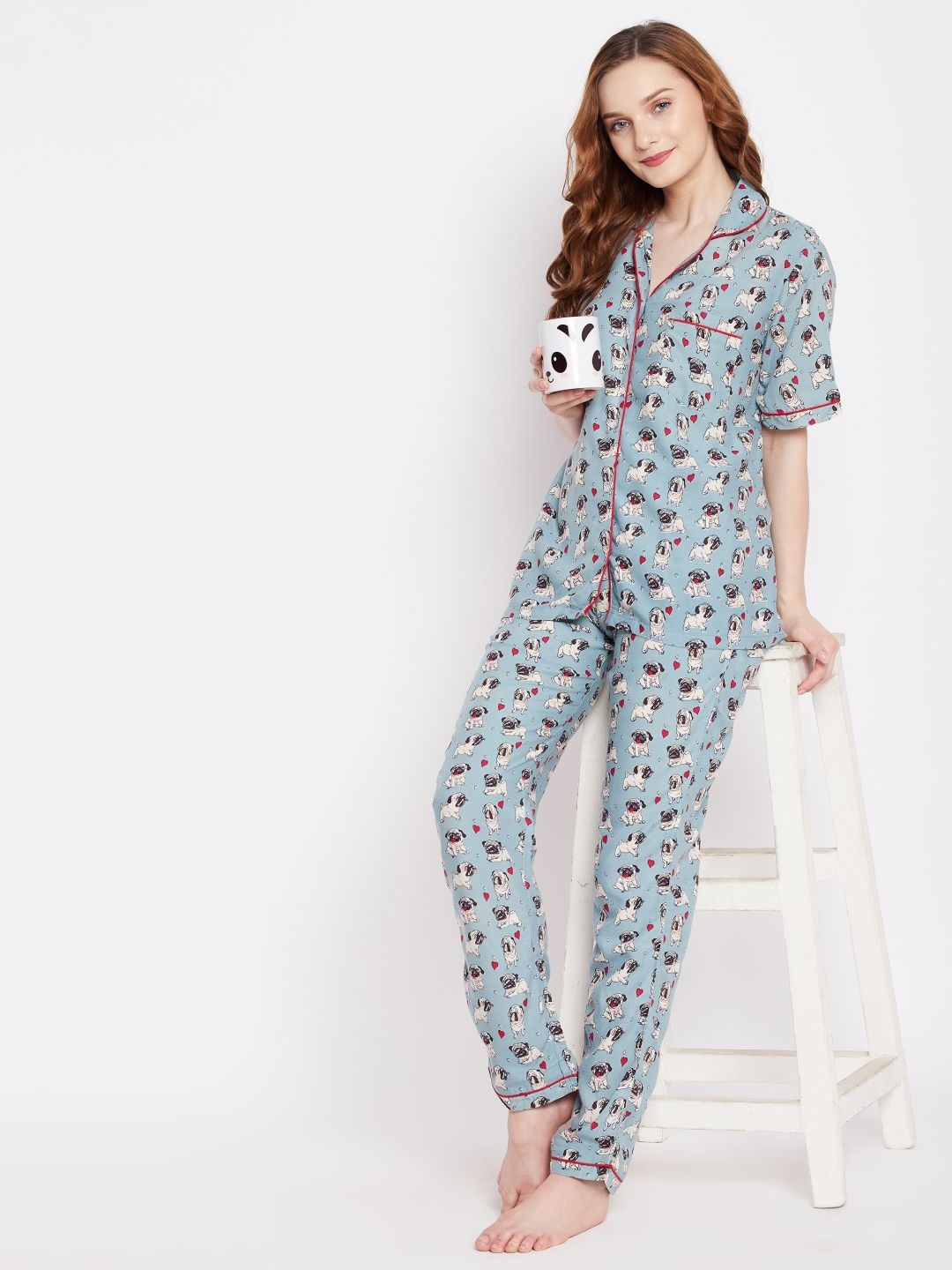 

Uptownie Lite Women Blue & White Printed Night Suit