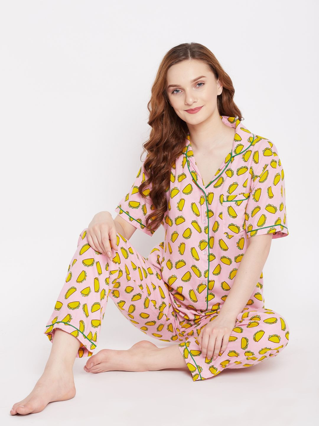

Uptownie Lite Printed Night suit, Pink