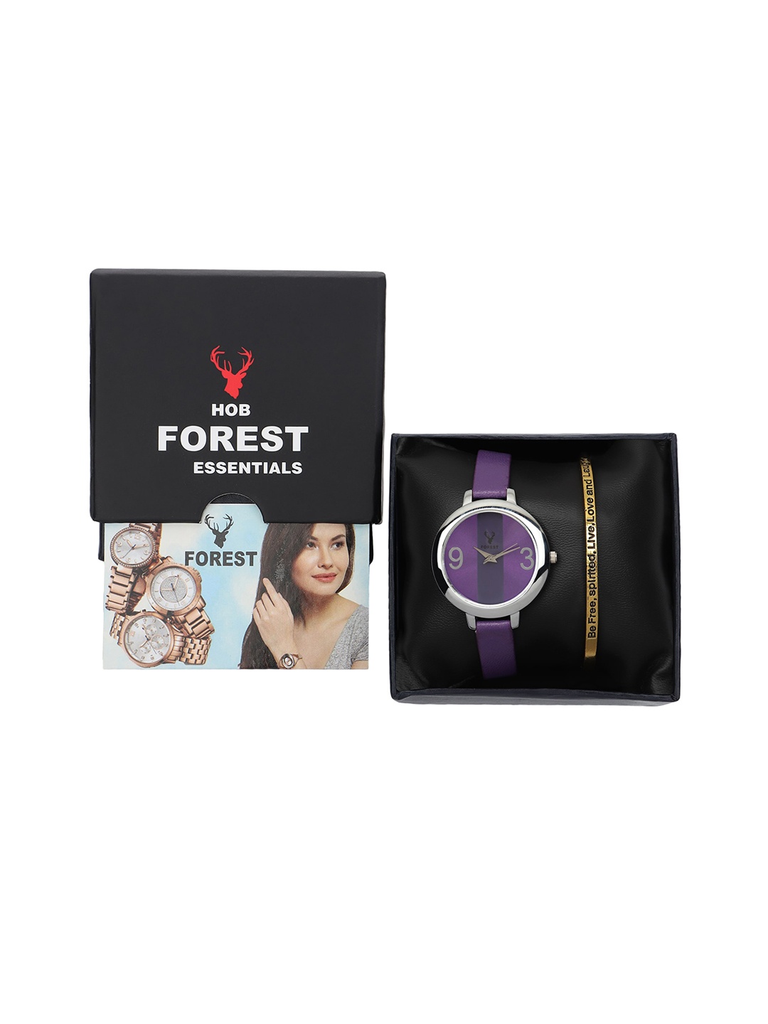 

Hobforestessentials Women Purple Watch & Jewellery Gift Set