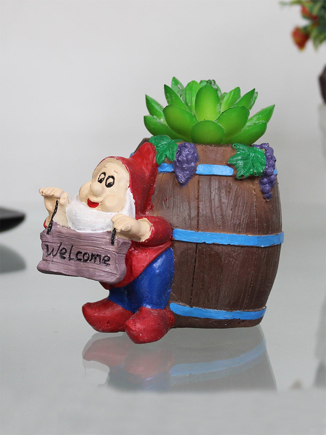 

Wonderland Brown & Purple Gnome With Barrel Planter