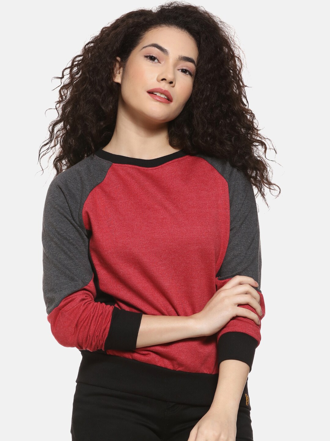 

Campus Sutra Women Maroon Sweatshirt