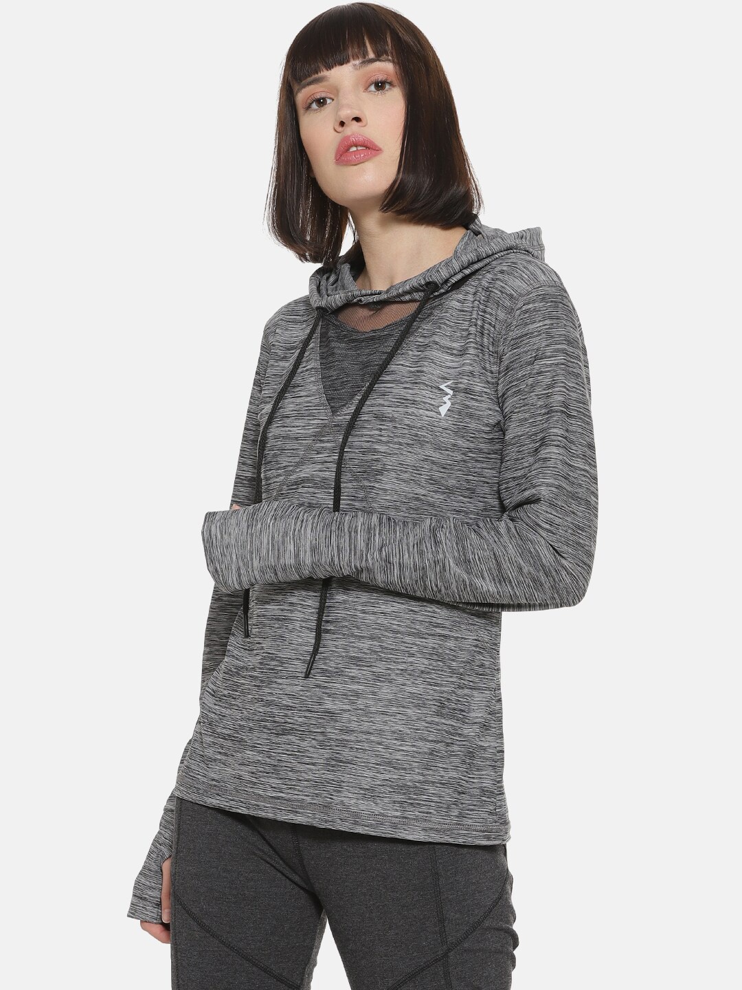 

Campus Sutra Women Grey Hooded Sweatshirt