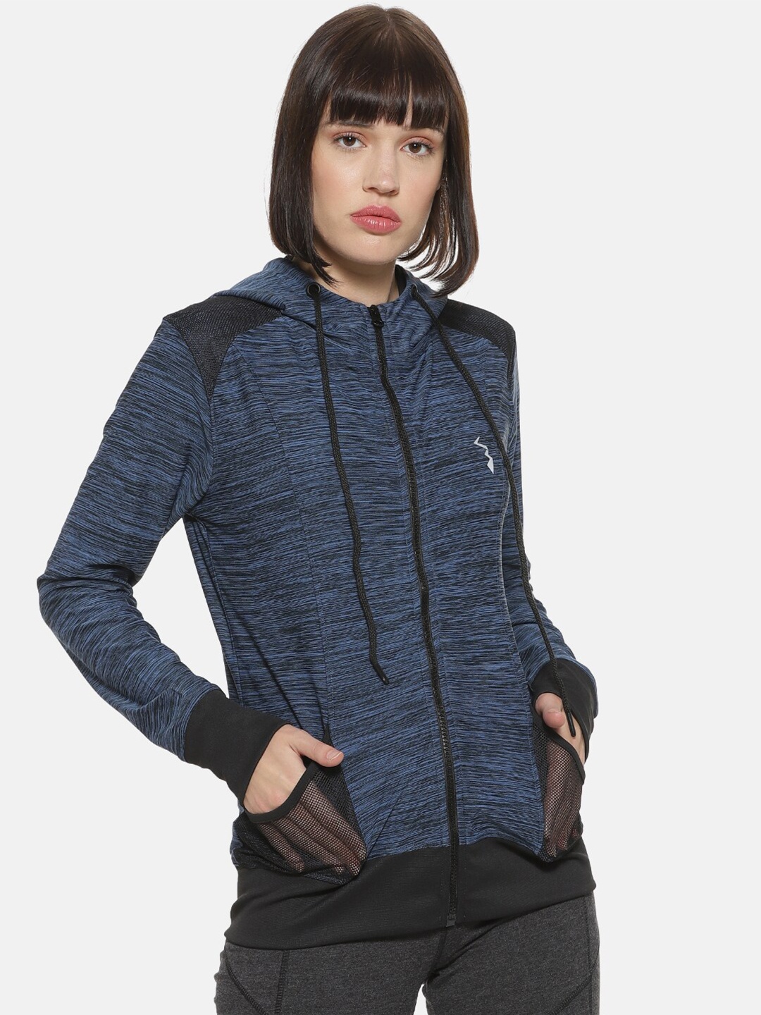 

Campus Sutra Women Blue Hooded Sporty Jacket