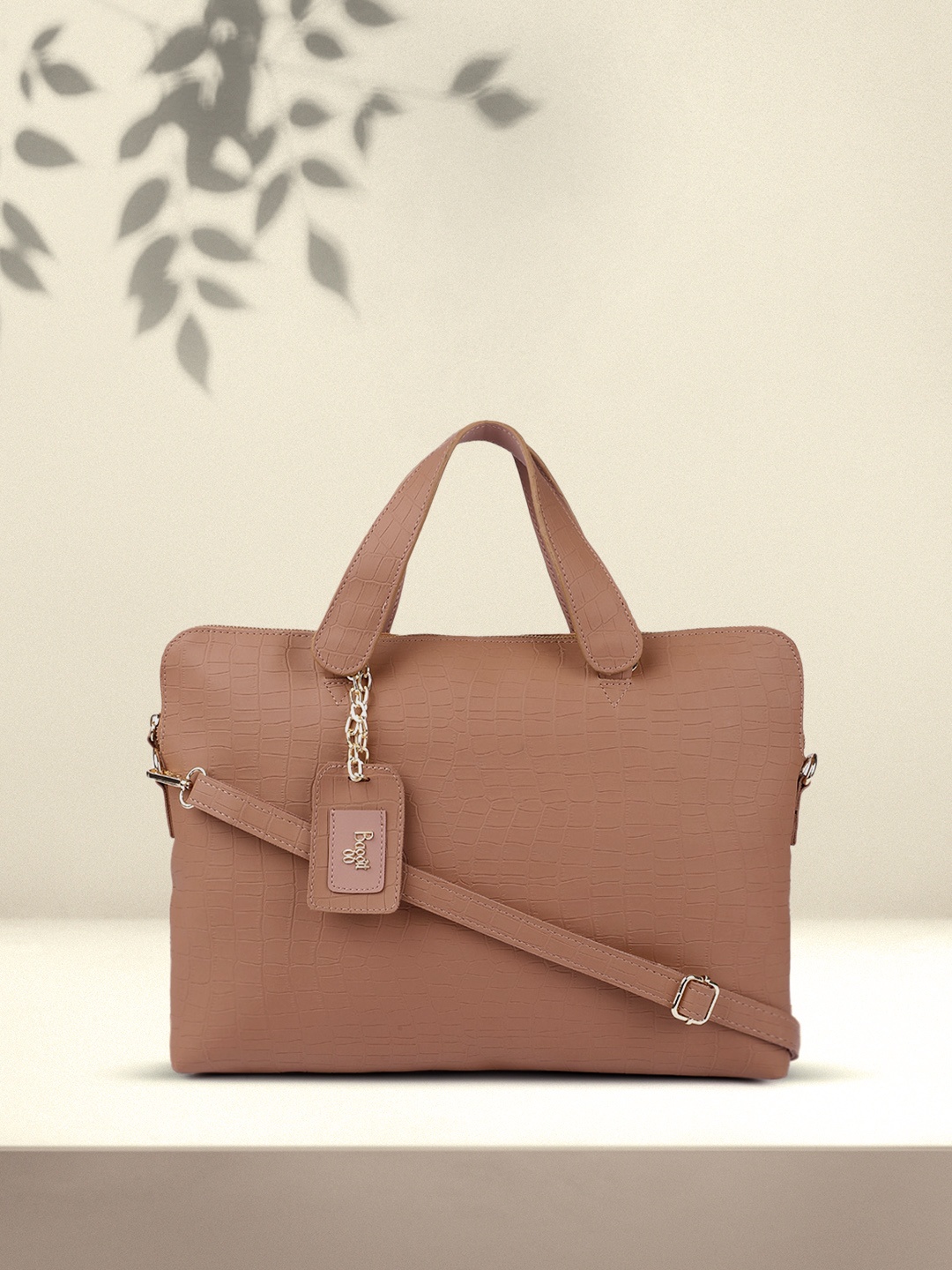 

Baggit Tan Brown Textured Laptop Handheld Bag