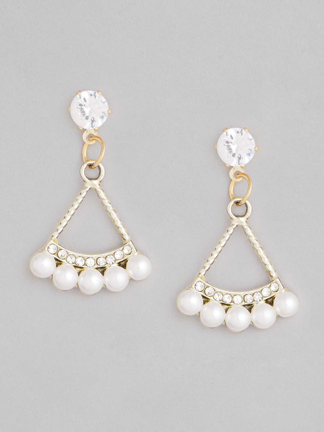 

Carlton London Off White Gold-Plted Triangular Drop Earrings