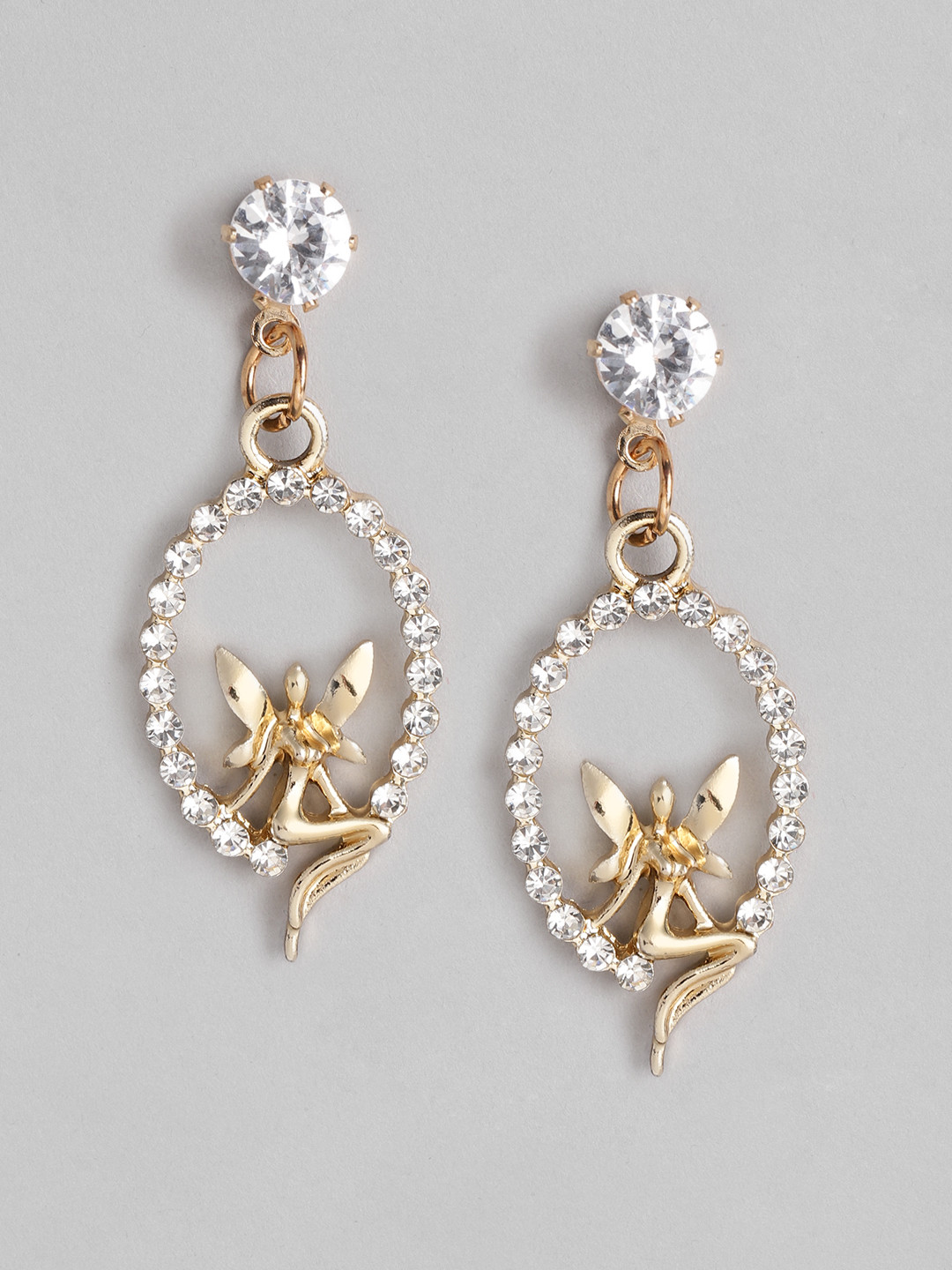 

Carlton London Gold-Plated Studded Oval Drop Earrings
