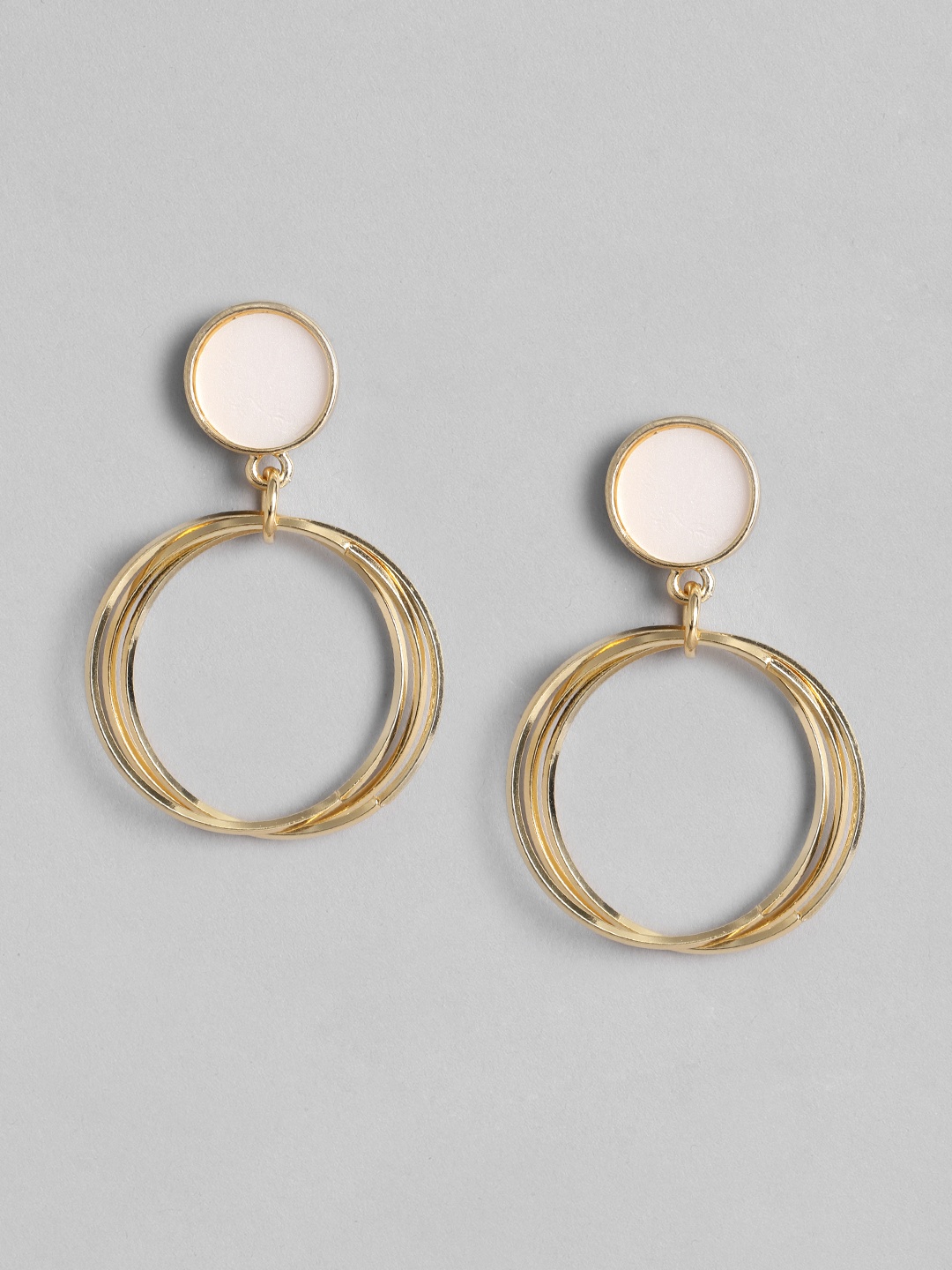 

Carlton London Off-White Gold-Plated Circular Drop Earrings