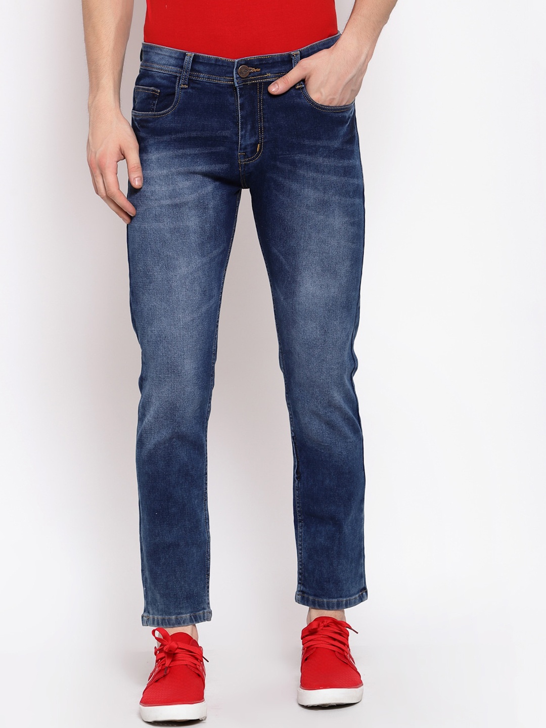 

Xee Men Blue Low Distress Heavy Fade Jeans
