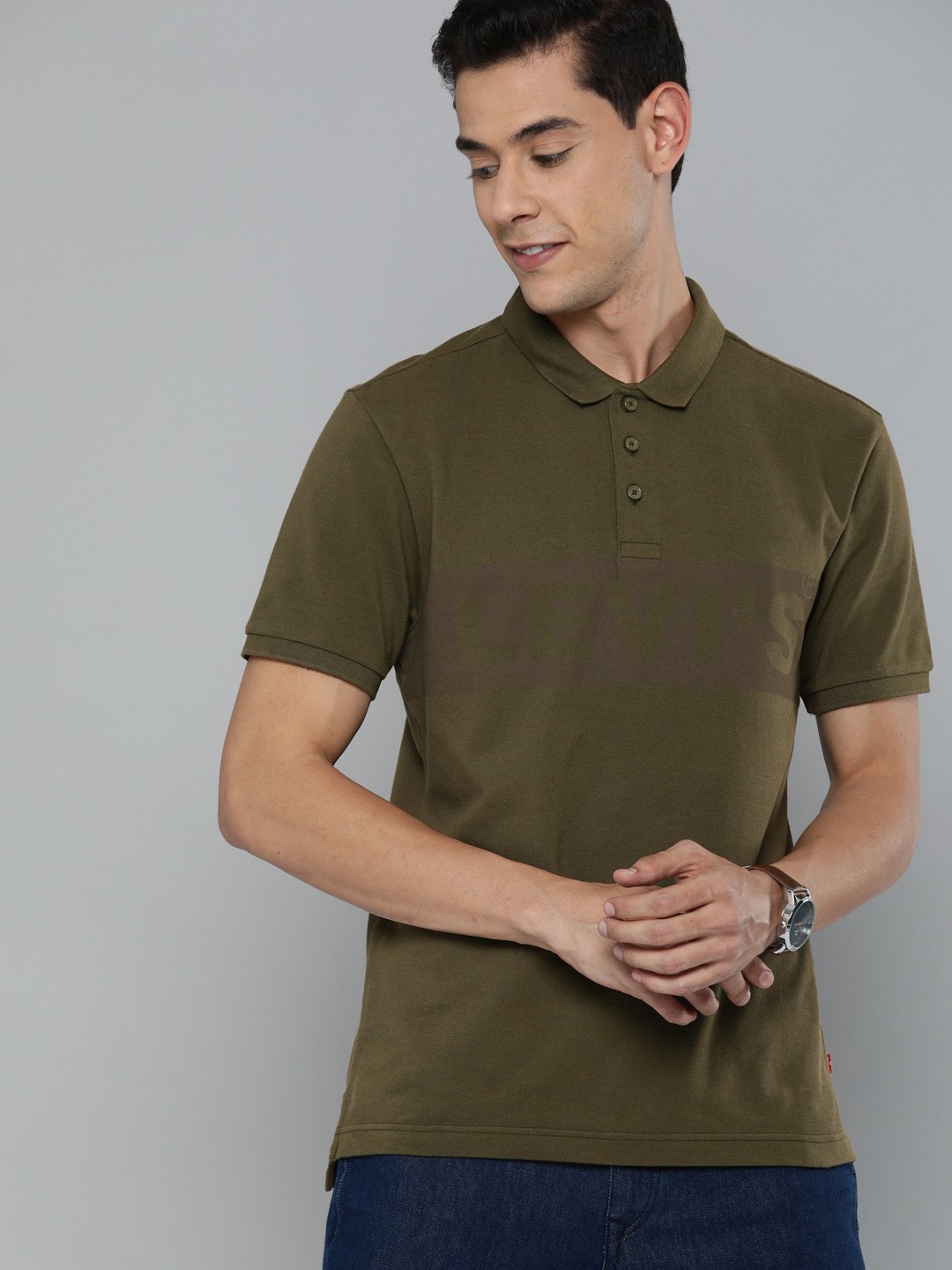 

Levis Men Green Polo Collar Pure Cotton T-shirt