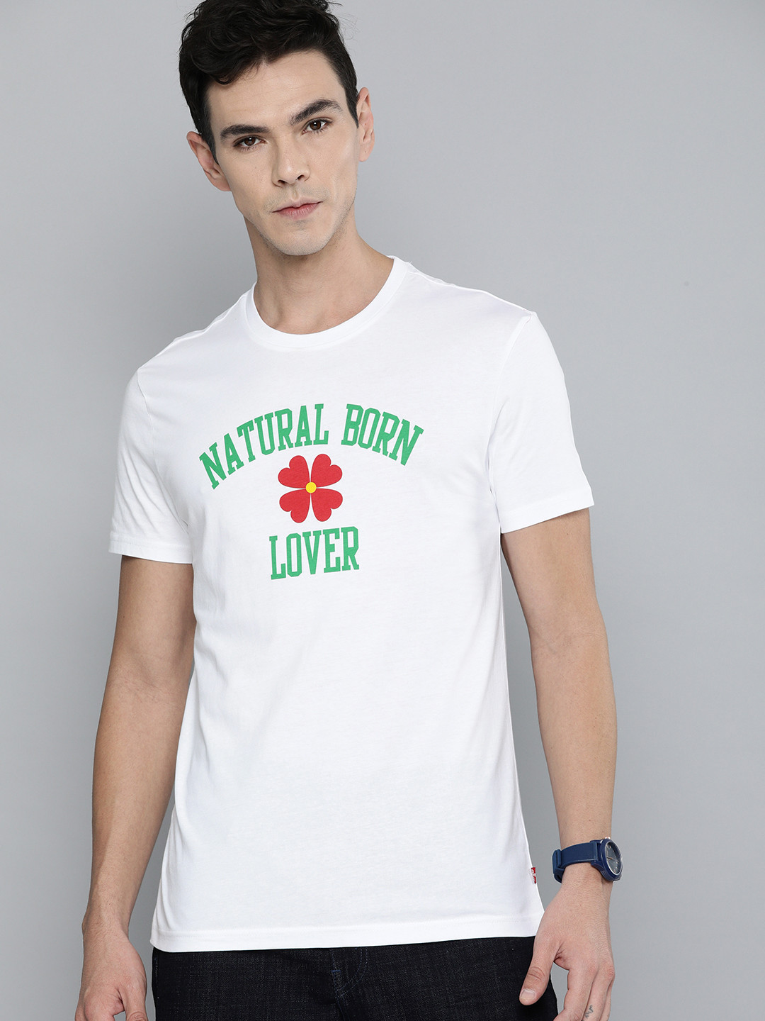 

Levis Men White Typography Printed Pure Cotton T-shirt
