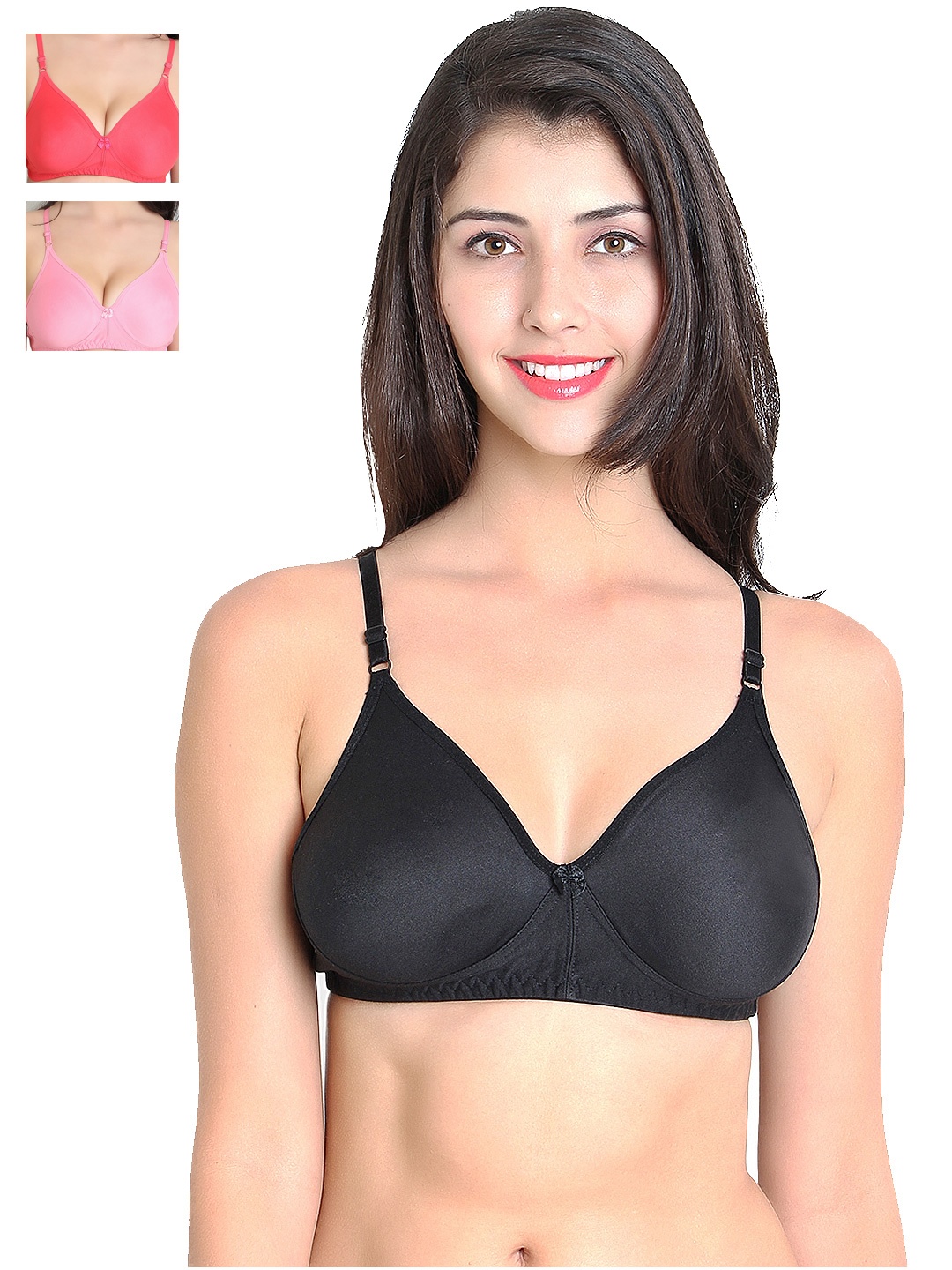 

Leading Lady Pack of 3 Full-Coverage Bras, Black