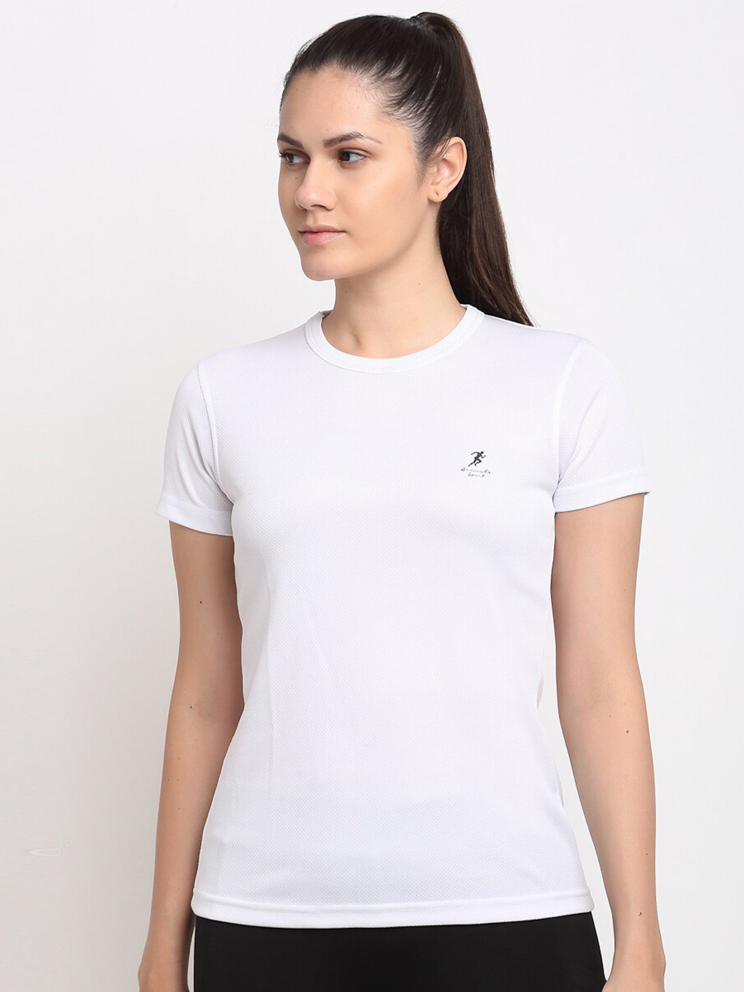 

ARMISTO Women White Slim Fit Dri-Fit Sports T-shirt