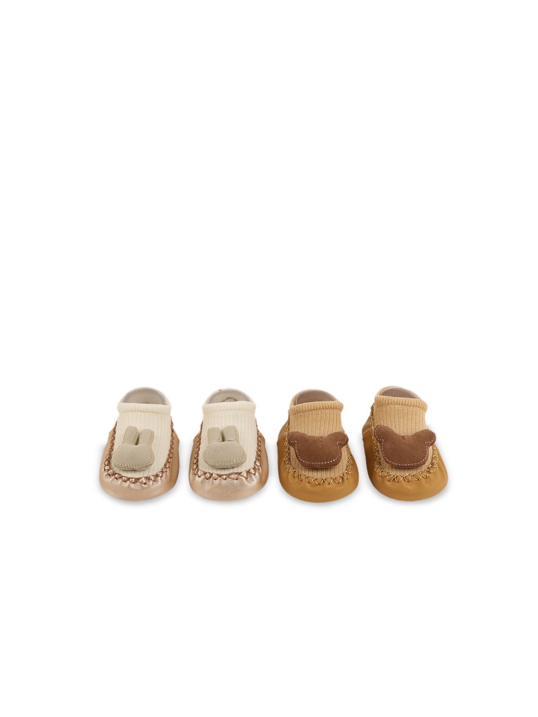 

KICKS & CRAWL Infant Kids Set Of 2 3D Pattern Booties, Beige