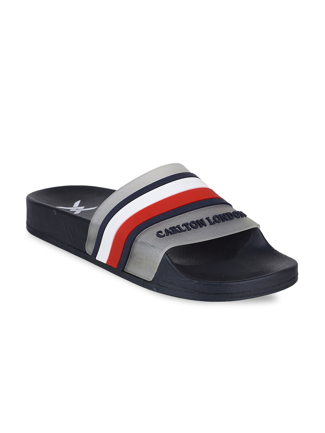 

Carlton London sports Men Grey & Red Striped Sliders
