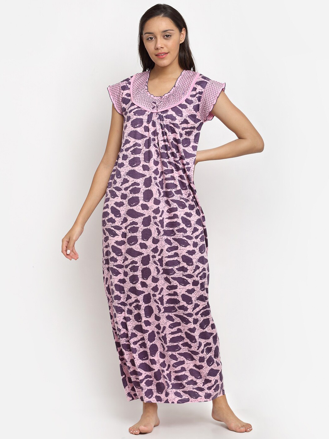 

Secret Wish Pink Printed Maxi Nightdress