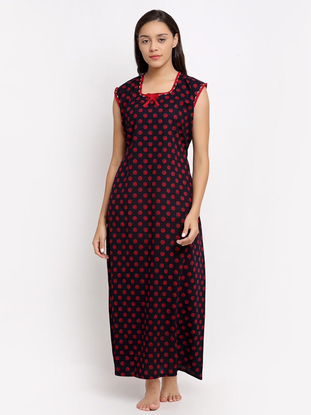 

Secret Wish Black Printed Maxi Nightdress