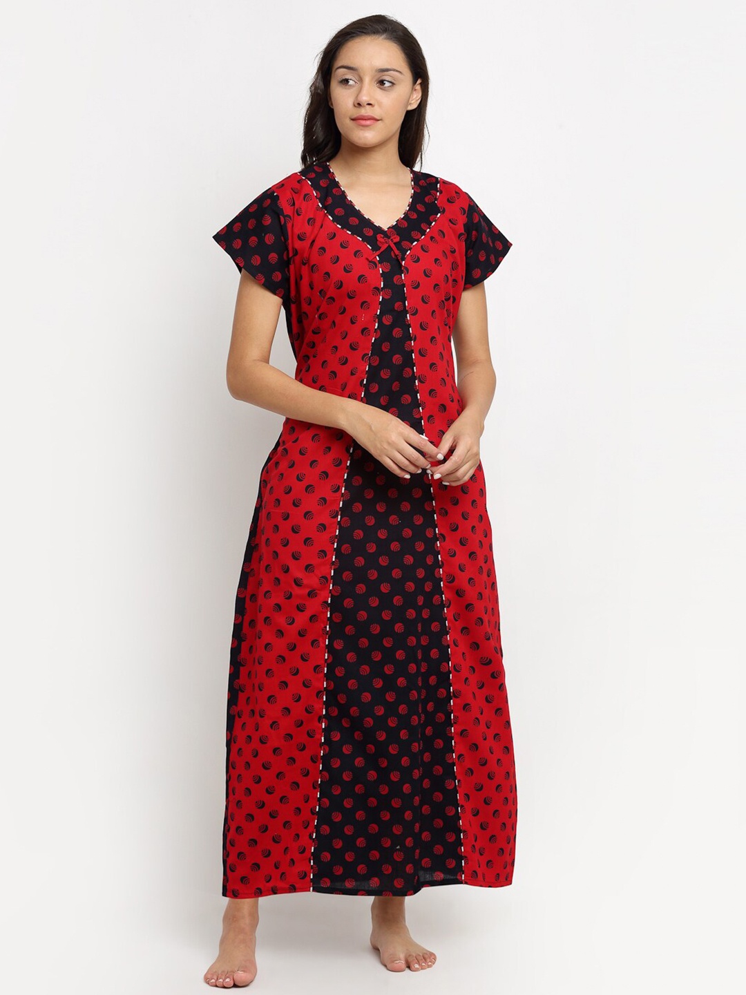 

Secret Wish Black Printed Maxi Cotton Nightdress NT-E292-1082