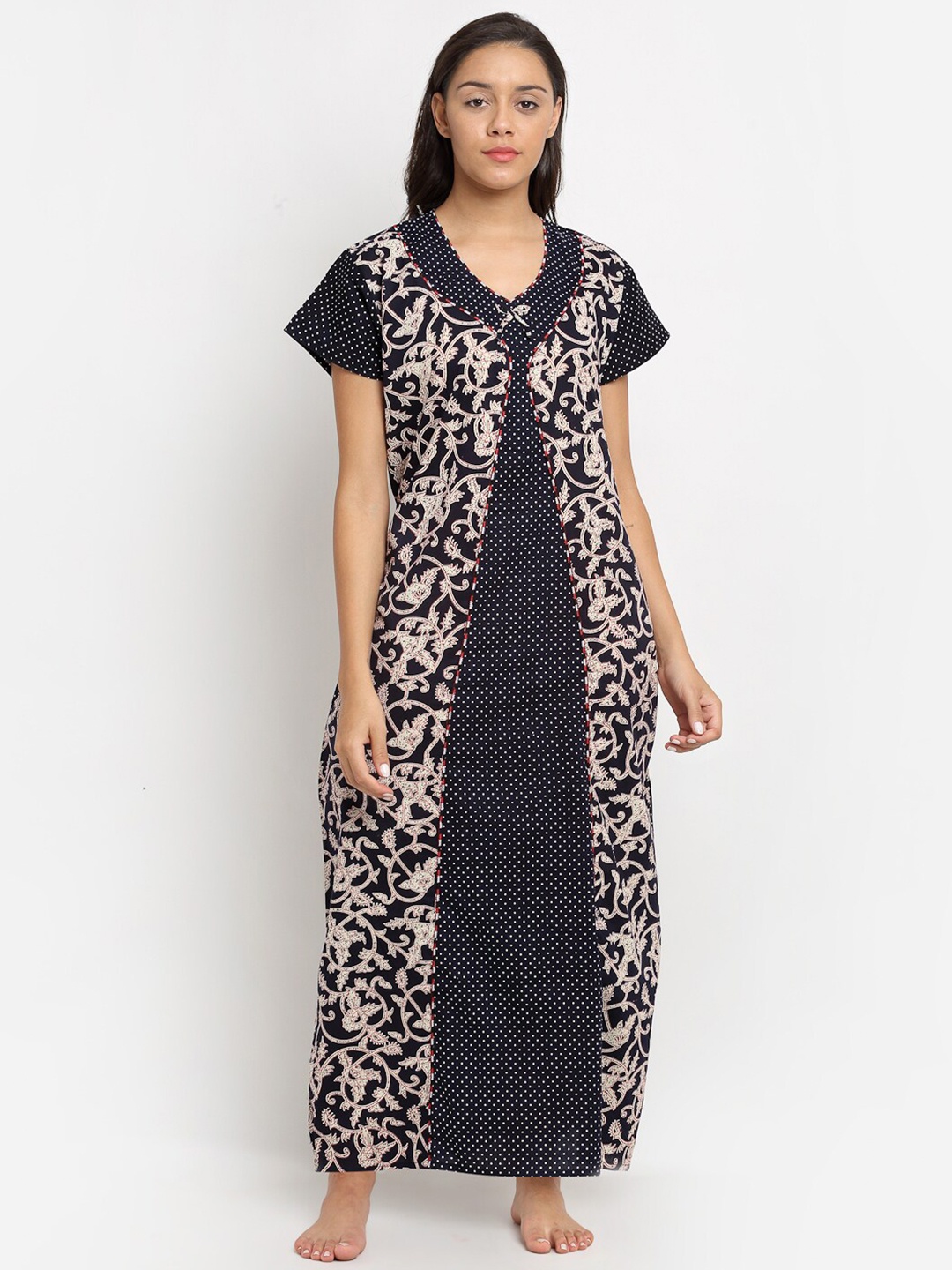 

Secret Wish Black Printed Maxi Nightdress