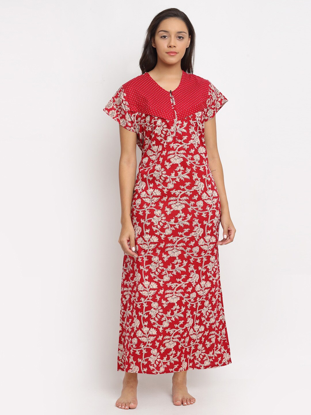 

Secret Wish Red Printed Maxi Nightdress