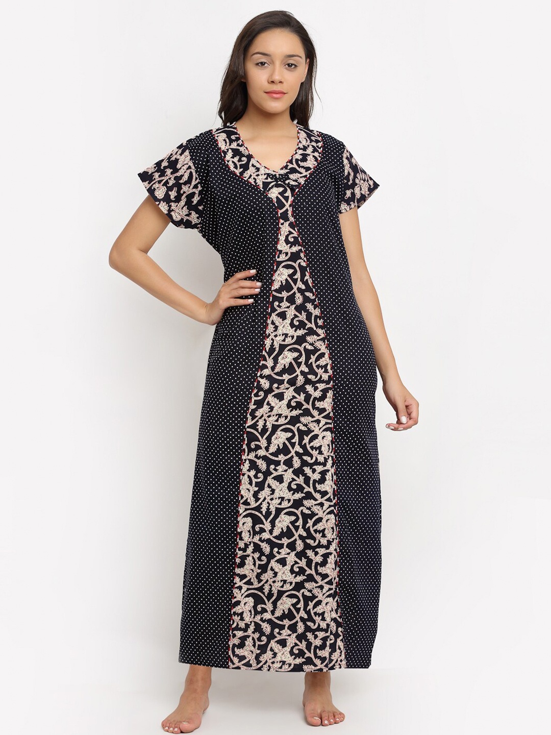 

Secret Wish Black Printed Maxi Nightdress