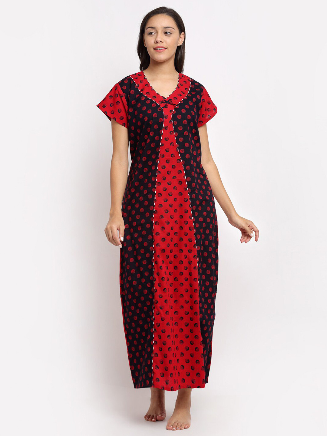 

Secret Wish Red Printed Maxi Nightdress