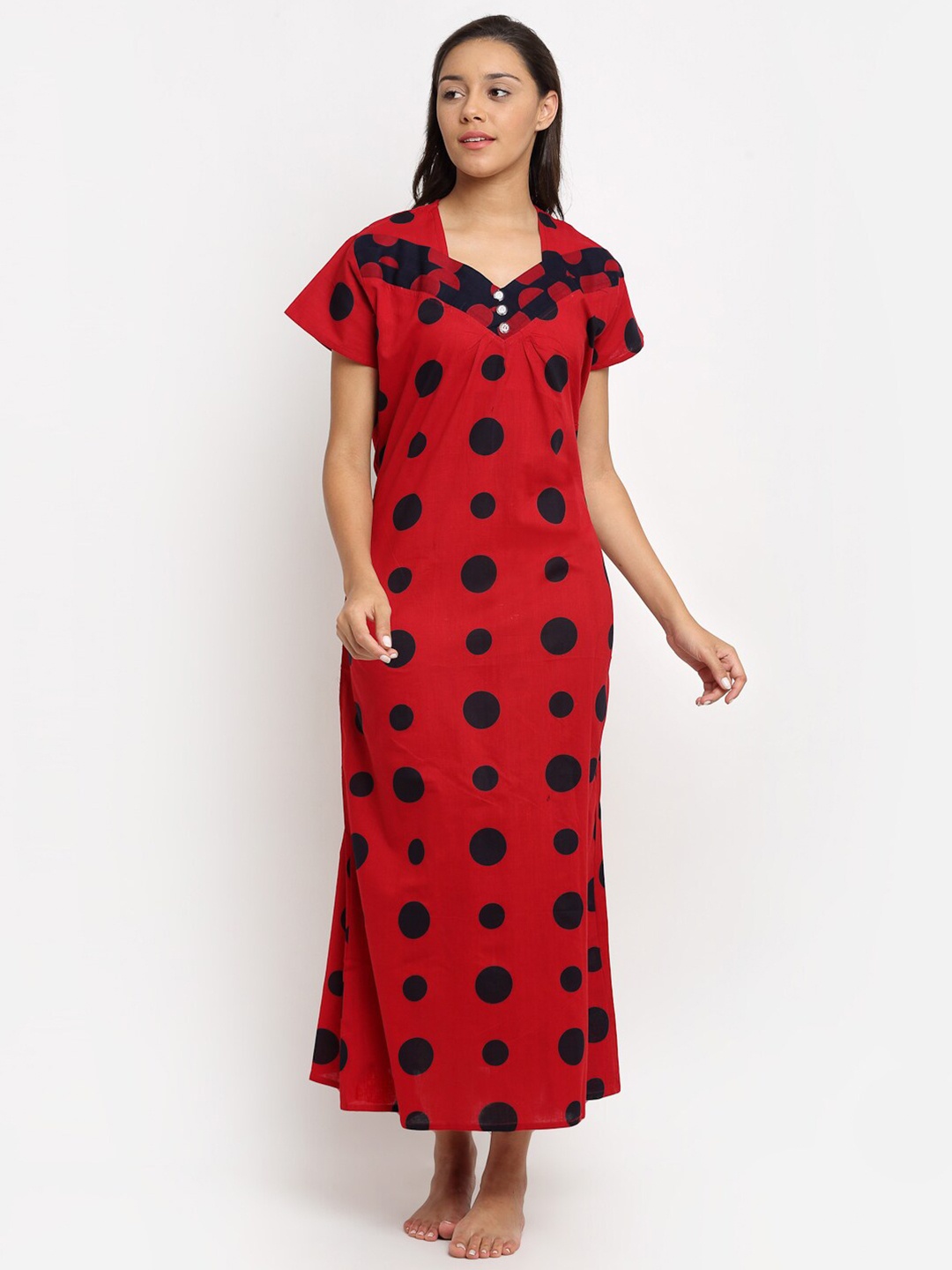 

Secret Wish Red Printed Maxi Nightdress