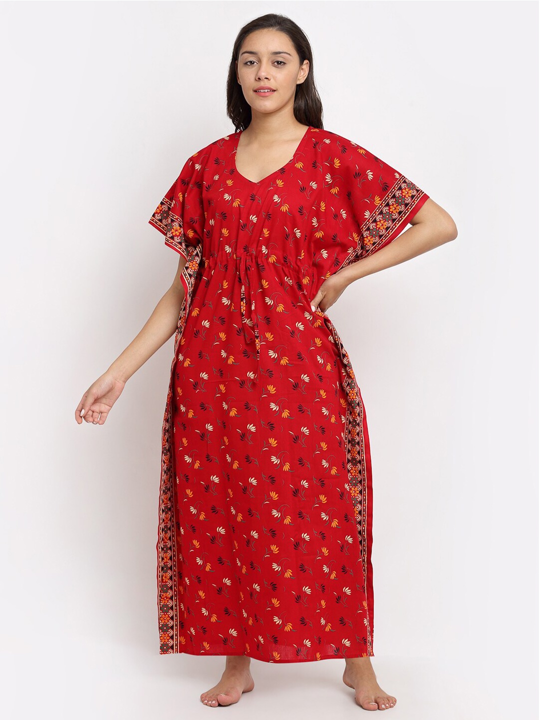 

Secret Wish Red Printed Maxi Nightdress