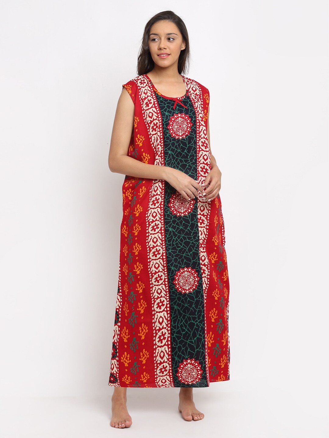 

Secret Wish Red Printed Maxi Nightdress