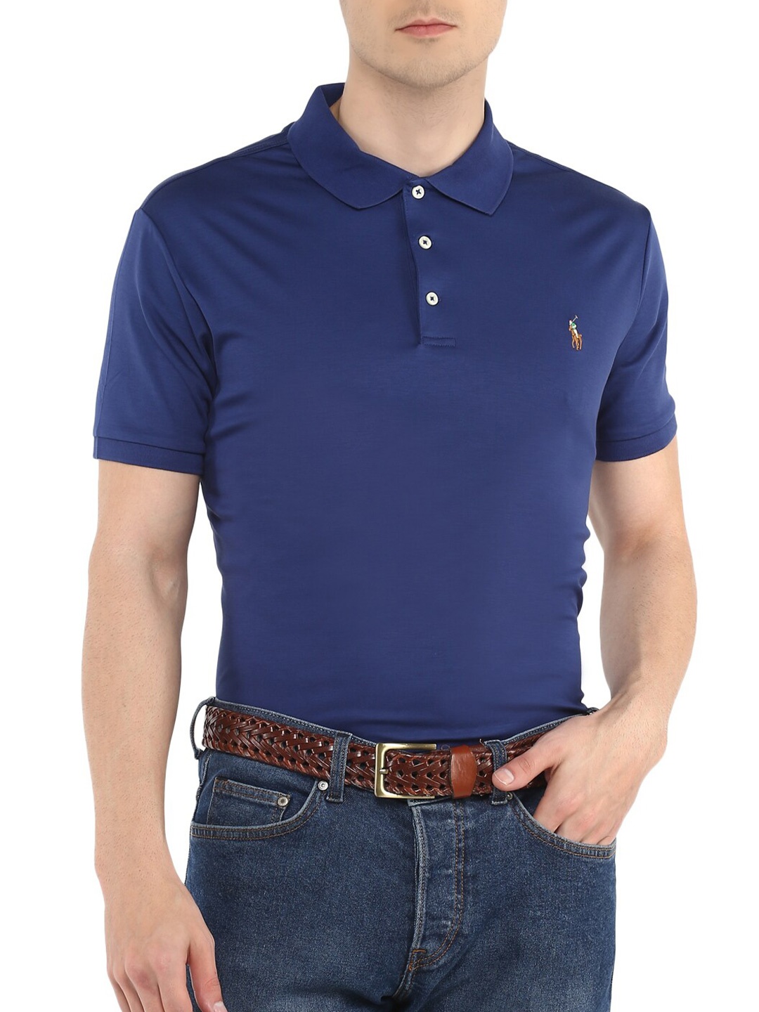 

Polo Ralph Lauren Men Blue Polo Collar Slim Fit T-shirt