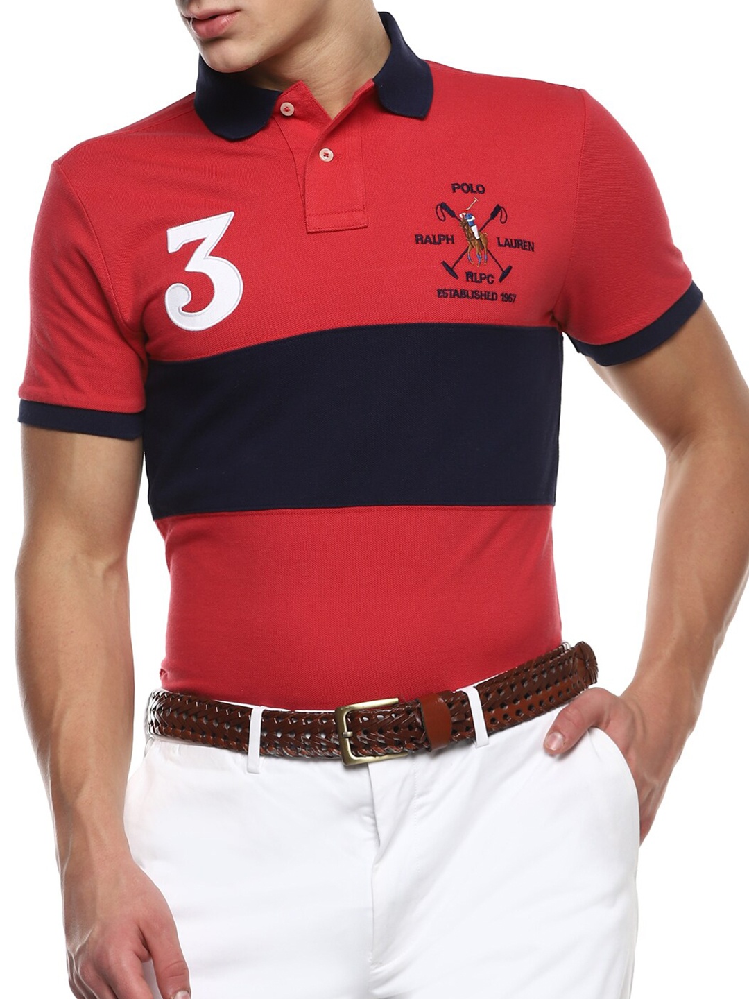 

Polo Ralph Lauren Men Red Colourblocked Polo Collar T-shirt