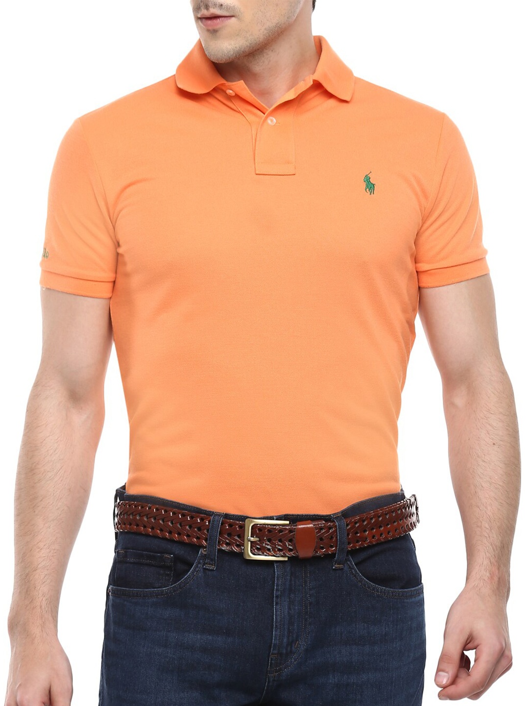 

Polo Ralph Lauren Men Peach-Coloured Polo Collar T-shirt