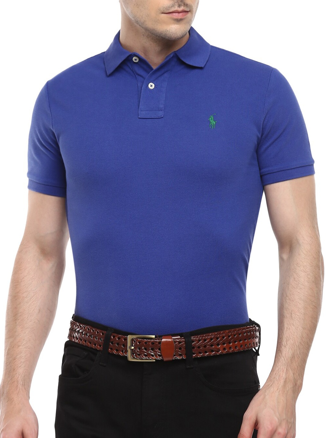 

Polo Ralph Lauren Men Blue Polo Collar Slim Fit T-shirt