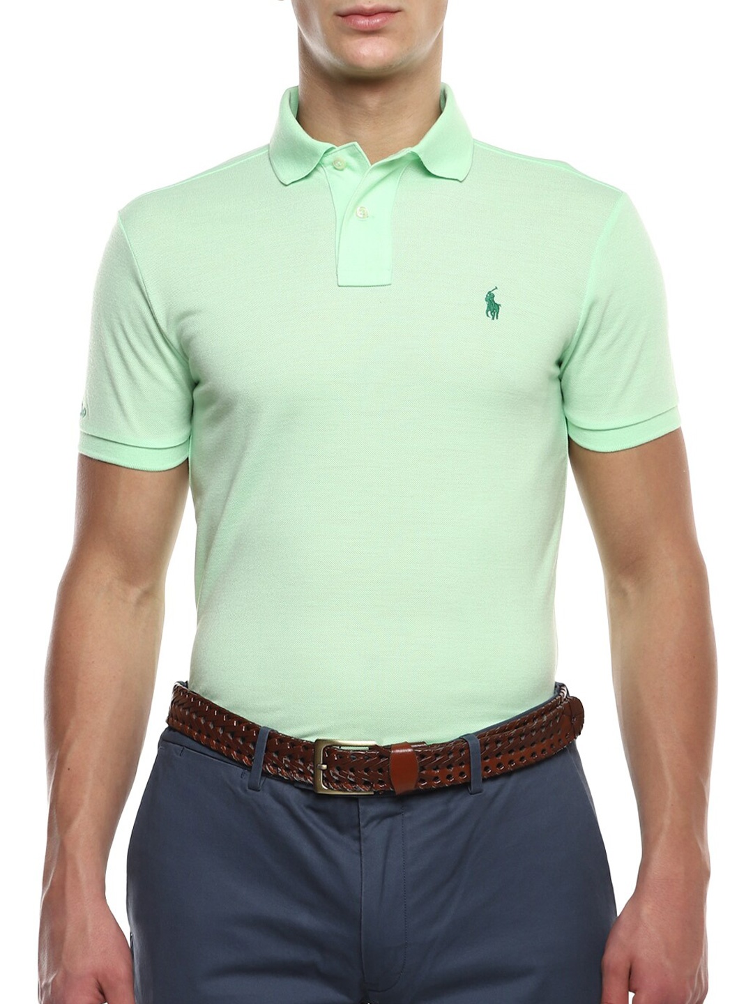 

Polo Ralph Lauren Men Lime Green Polo Collar Slim Fit T-shirt