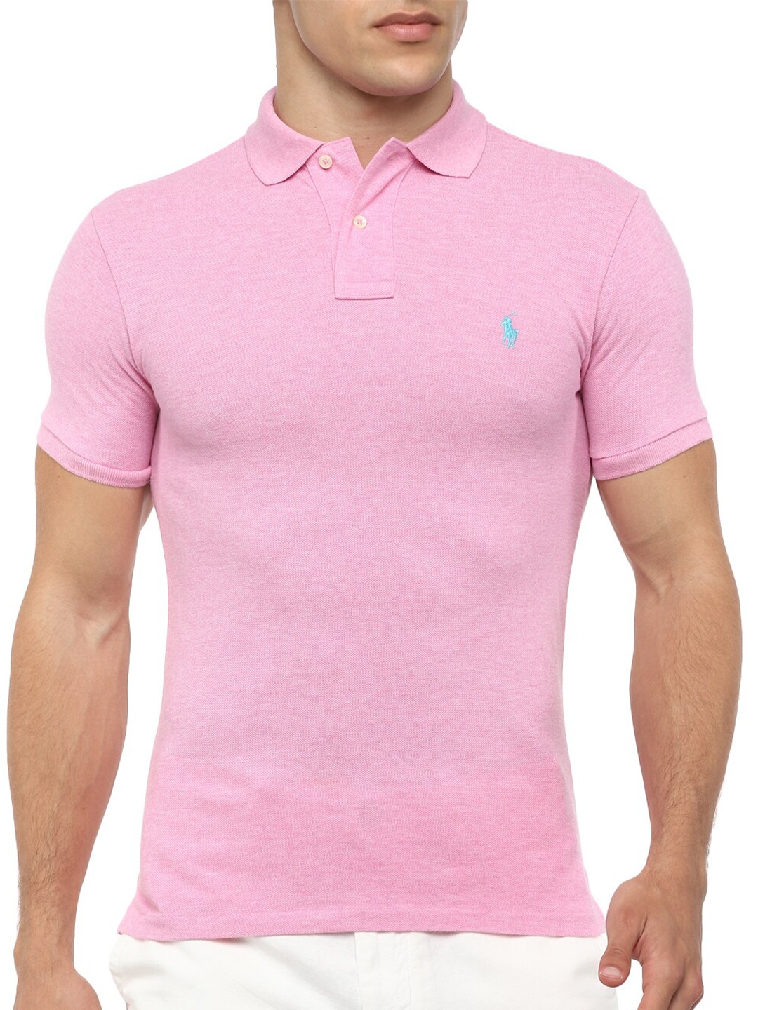 

Polo Ralph Lauren Men Pink Polo Collar T-shirt