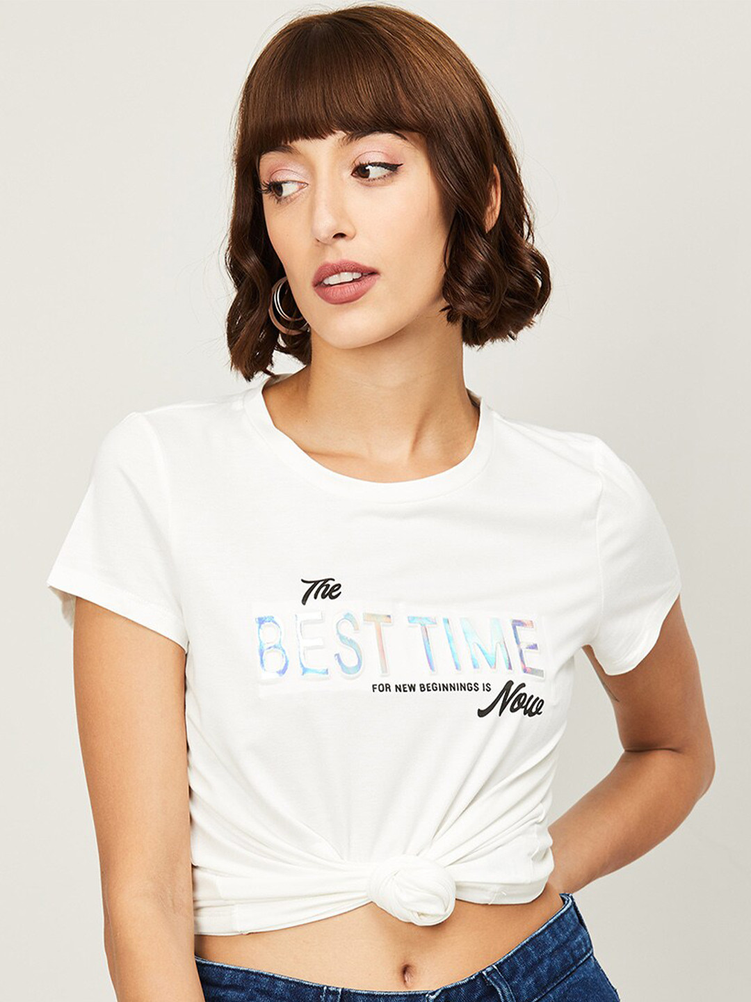 

Fame Forever by Lifestyle Women White Typography Printed T-shirt