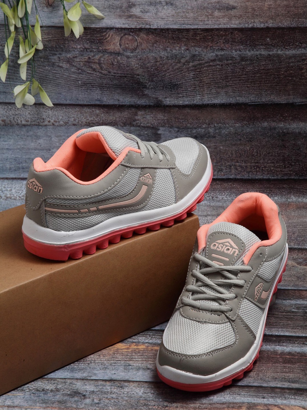 

ASIAN Women Grey Mesh Running Non-Marking Shoes
