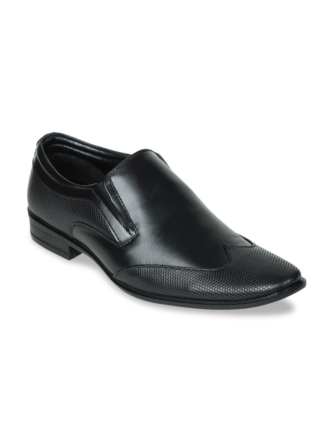 

Liberty Men Black Solid Leather Formal Slip-Ons