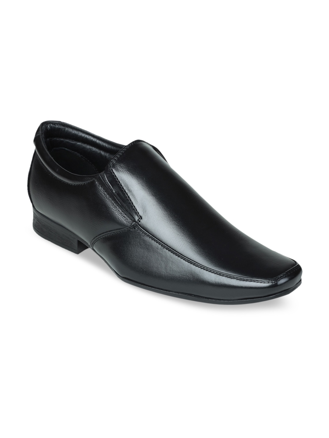 

Liberty Men Black Solid Leather Formal Slip-Ons